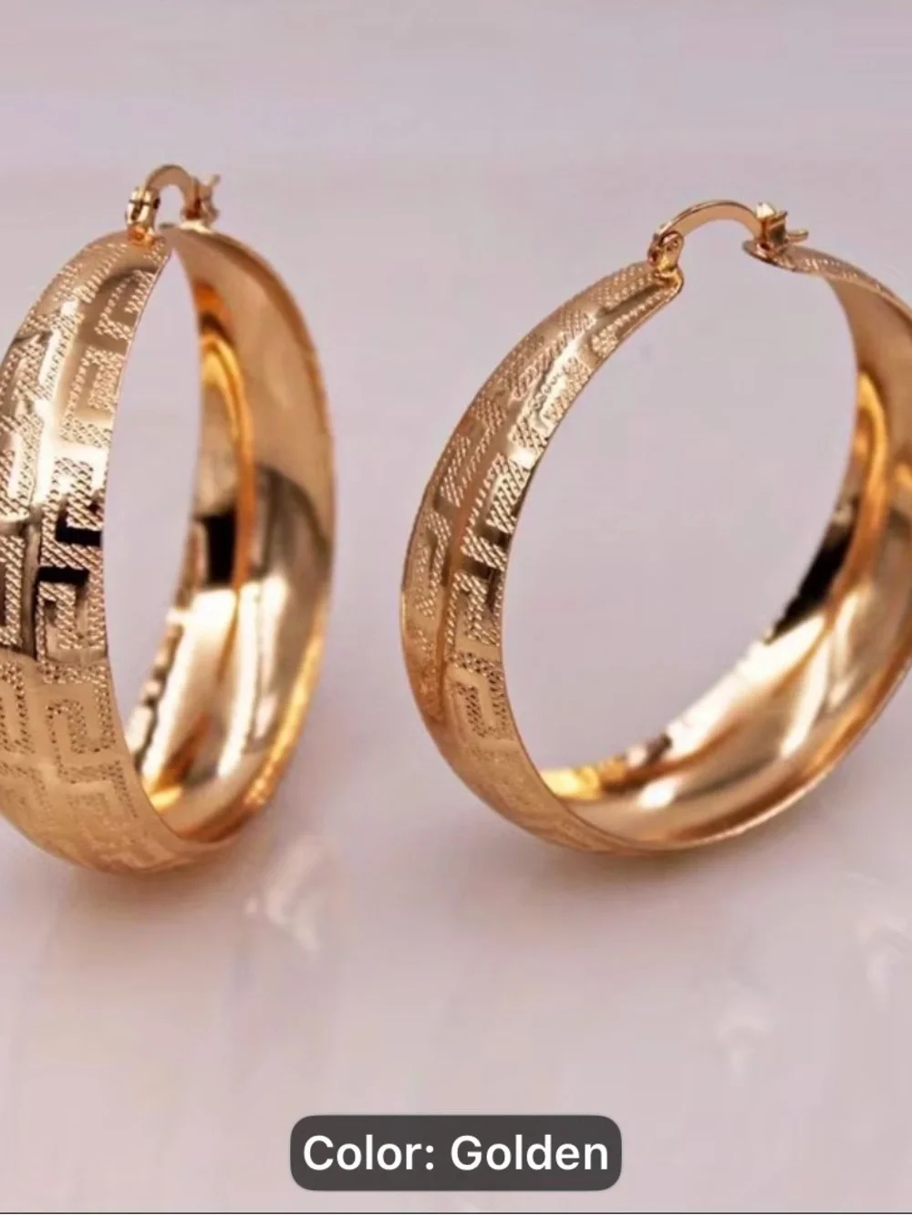 Golden Textured Hoop Earrings - Fashion Jewelry